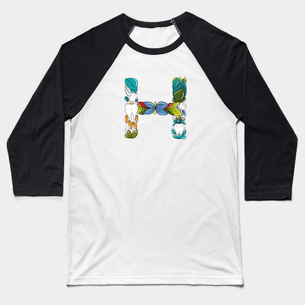 Letter H Baseball T-Shirt by Happimola